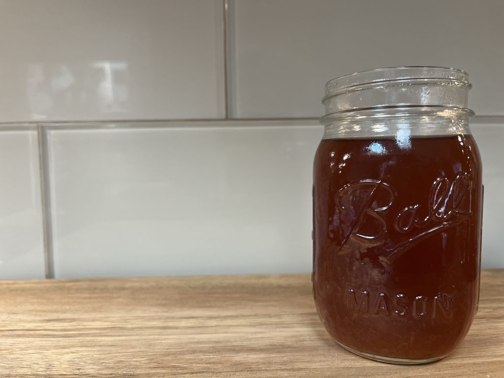 mason jar of bone broth 